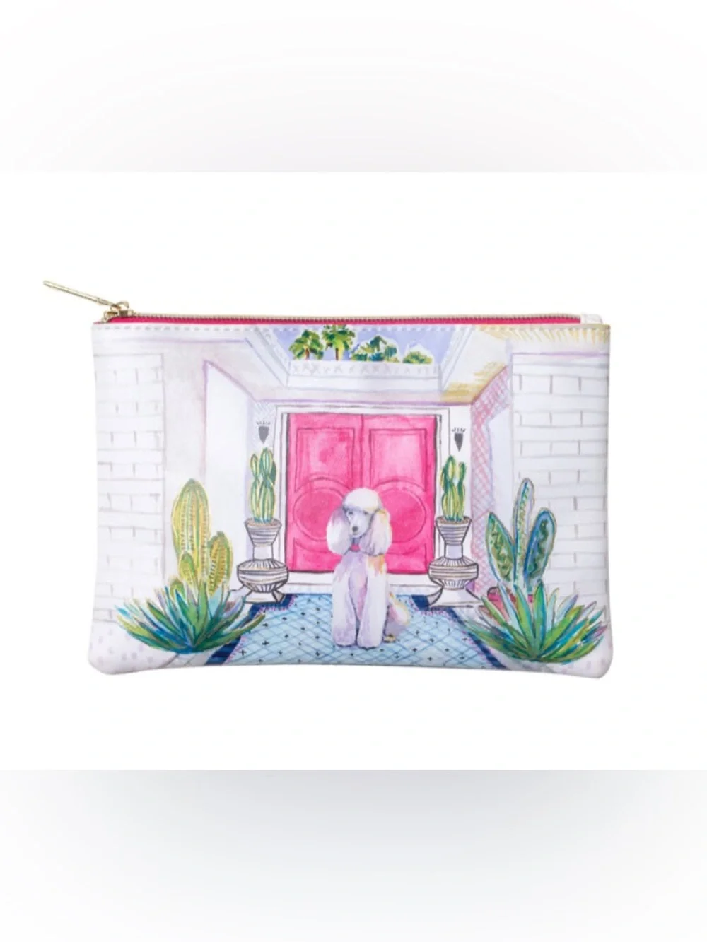 Punch Studio Palm Springs Poodle Zipper Glam Pouch
